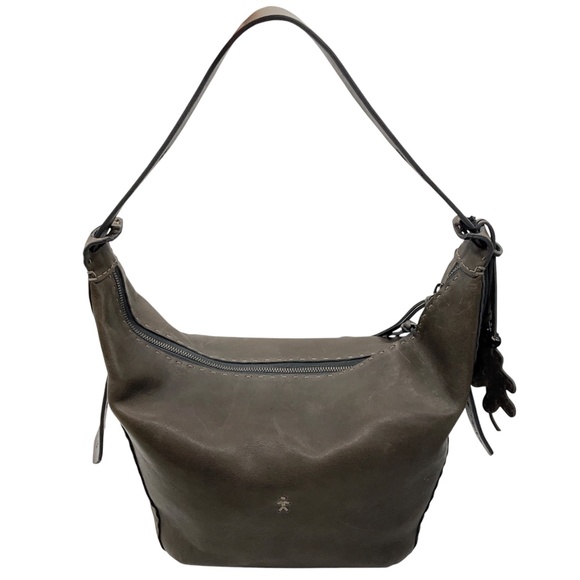 HENRY BEGUELIN DARK GREY MEDIUM ILENIA OLD IRON LEATHER SHOULDER BAG - Picture 1 of 15